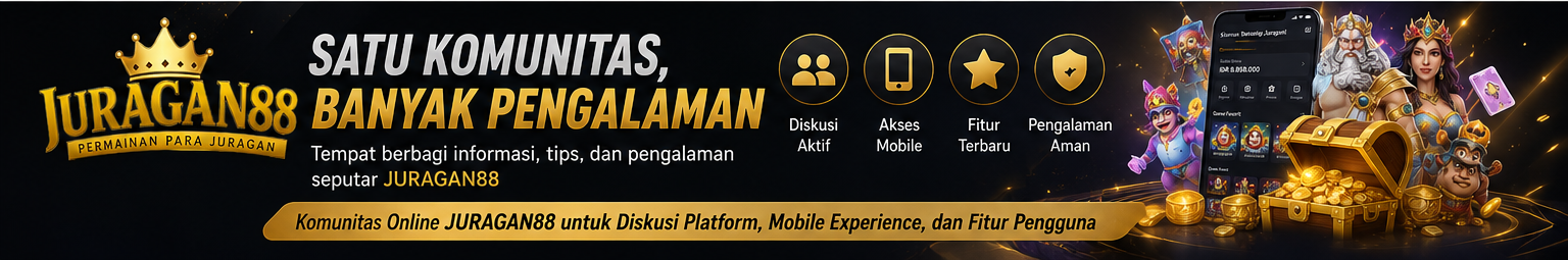 Komunitas Online JURAGAN88 tampilan dashboard utama dengan berbagai fitur diskusi